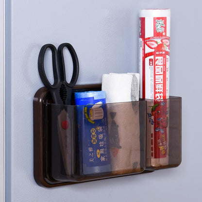 Refrigerator Shelf Magnet- Free Perforated Cling Film Storage Rack -Tissue Storage Box- Side Wall Hanger Storage Box