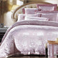 Soft pink silky satin with silver flower prints HomeStyle duvet cover set