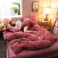 Sleeping girl on Pink Cozy Bedding set 