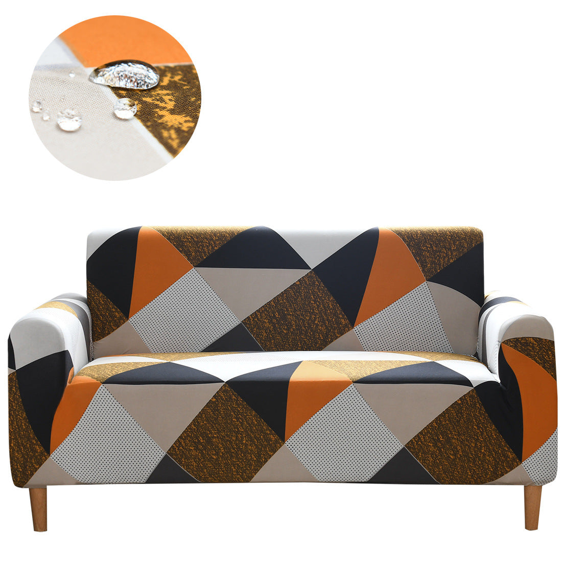 Orange gray, black and brown geometric triangulars HomeStyle sofa cover