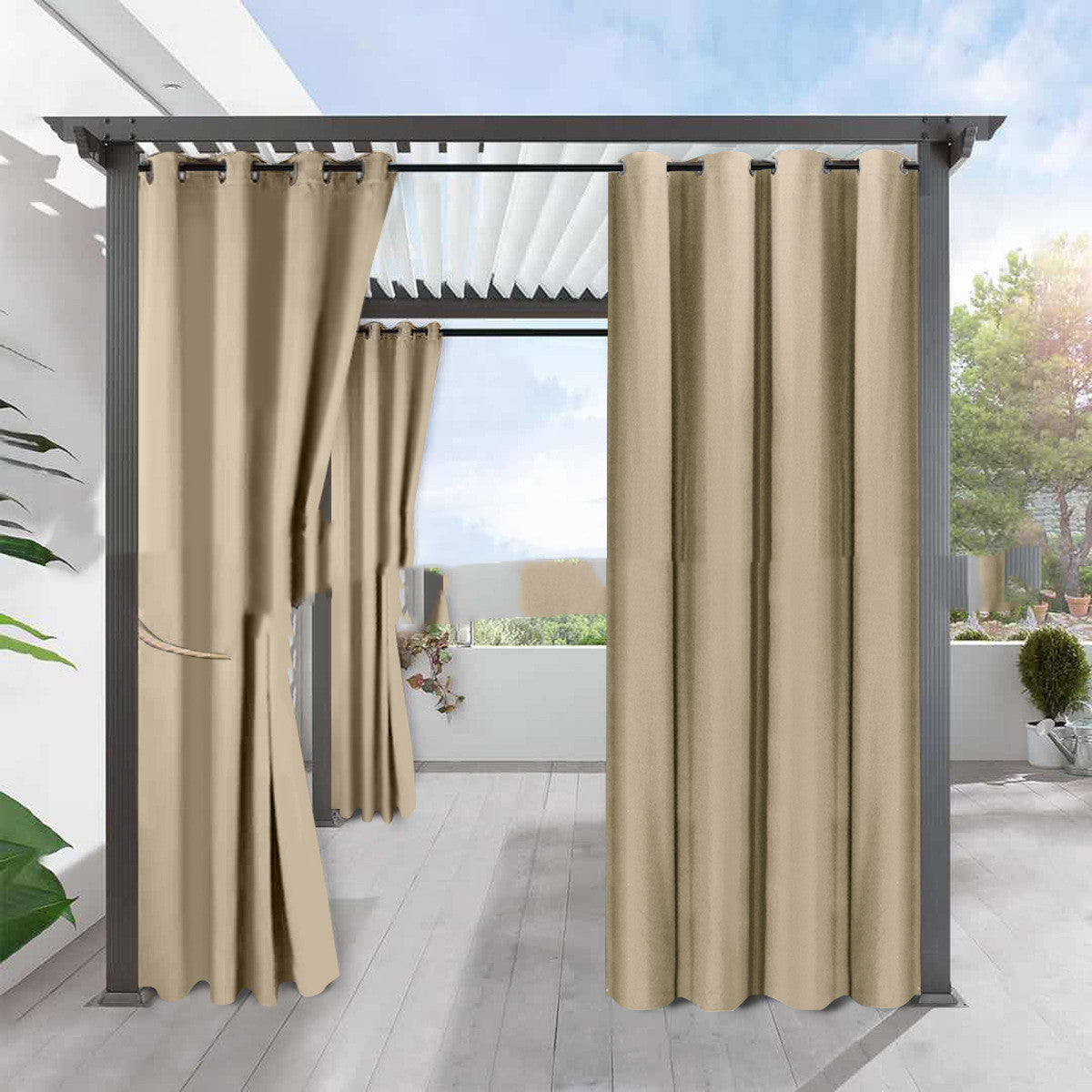 Full Blackout Solid Color Fine Linen Waterproof Sunscreen Heat Insulation Curtain