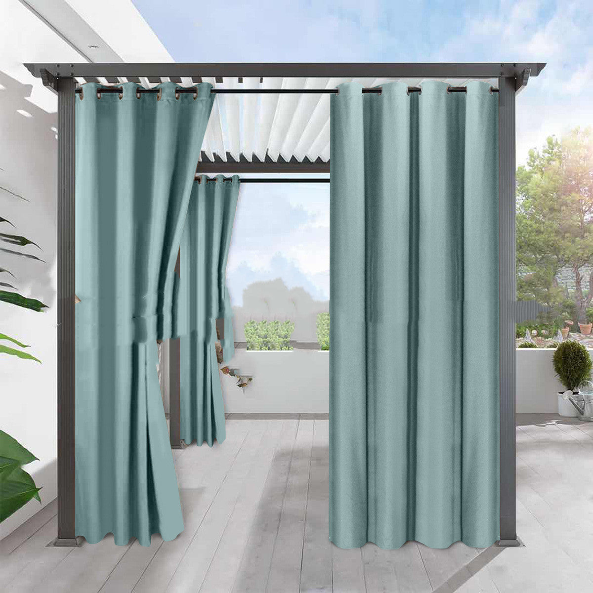 Full Blackout Solid Color Fine Linen Waterproof Sunscreen Heat Insulation Curtain