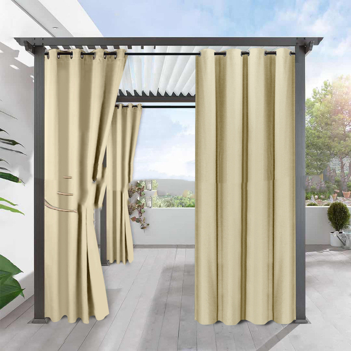 Full Blackout Solid Color Fine Linen Waterproof Sunscreen Heat Insulation Curtain