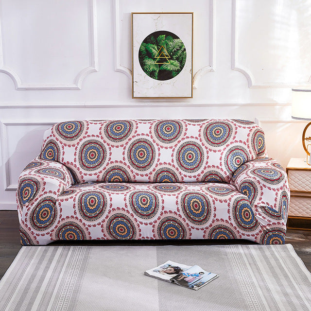 Colorful circuer patterns in white background HomeStyle sofa cover